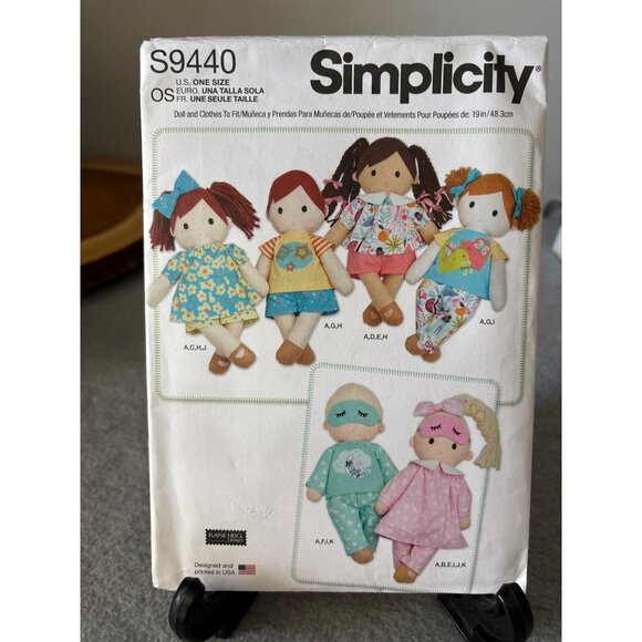 Simplicity S9440 Doll & Clothes Sewing Pattern Size 19" Doll Uncut - Picture 8 of 10